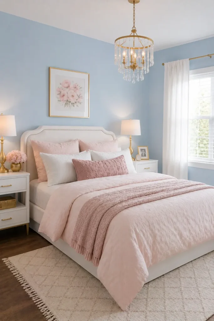 Light Blue and Pink Bedroom Decor