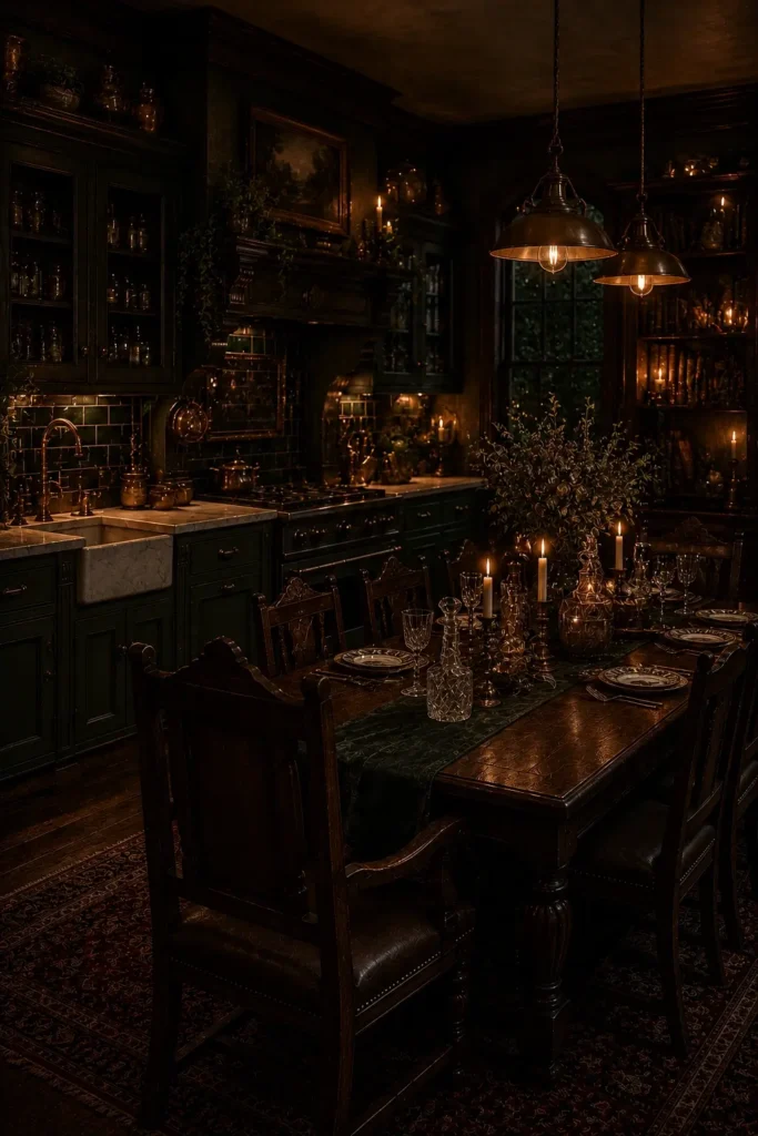 Dark Academia Kitchen & Dining Room Ideas