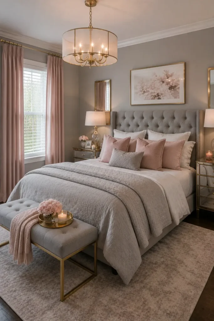 Gray and Blush Pink Bedroom Decor