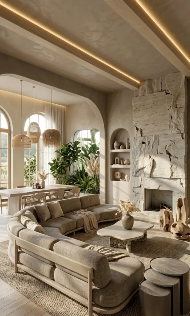 warm beige living room decor