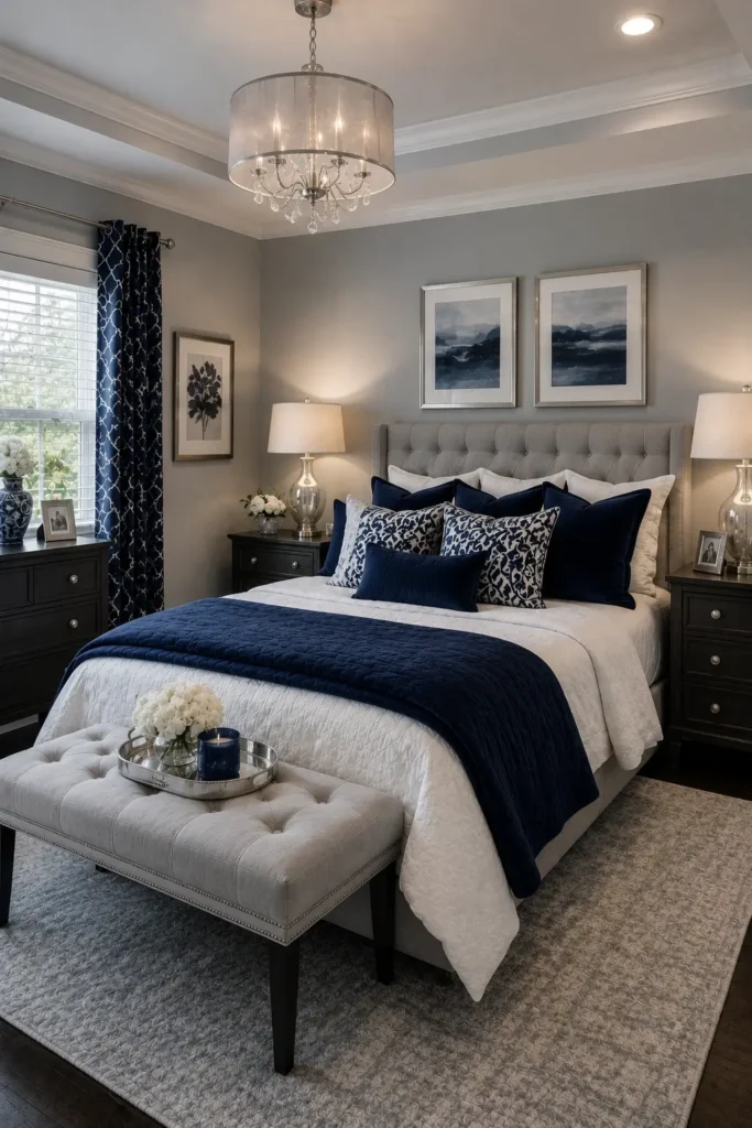Gray and Navy Blue Bedroom Ideas