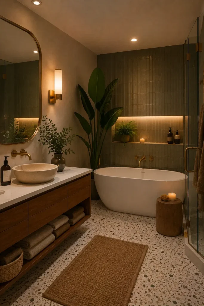 Spa-Inspired Mid Century Bathrooms