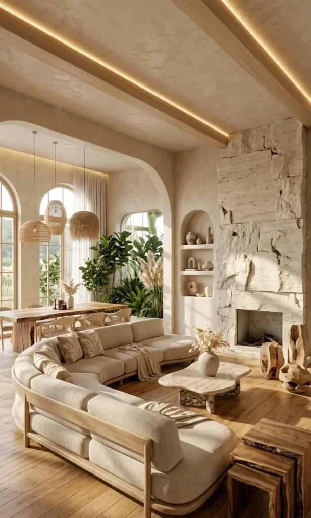 modern white and beige living room