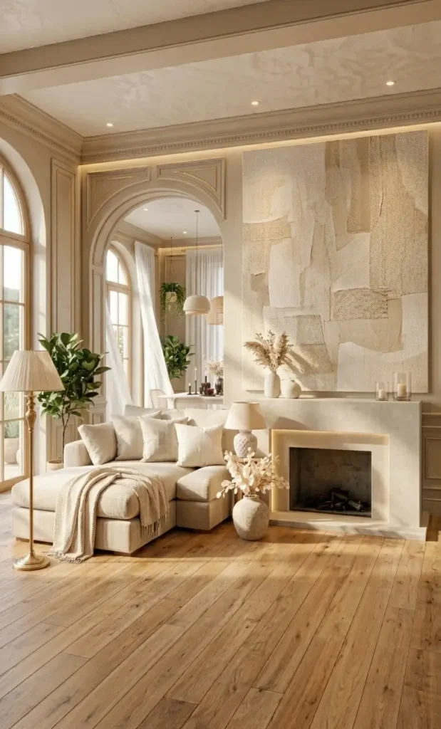 modern white and beige living room