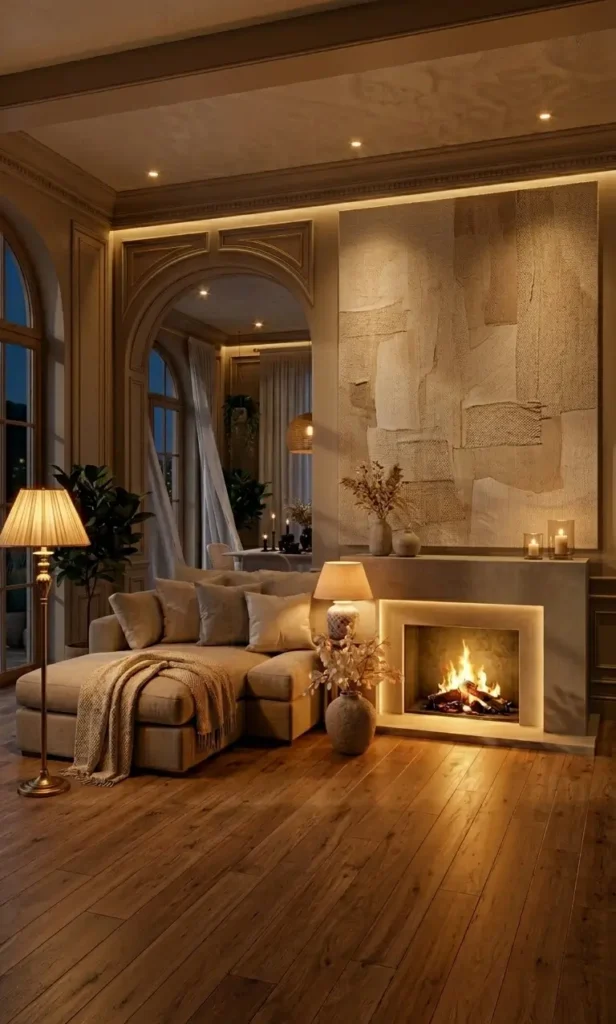 modern white and beige living room