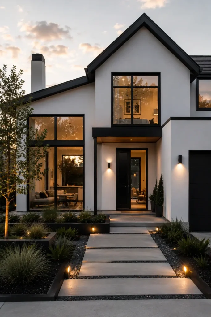 Minimalist Exterior Home Design With Black Trim