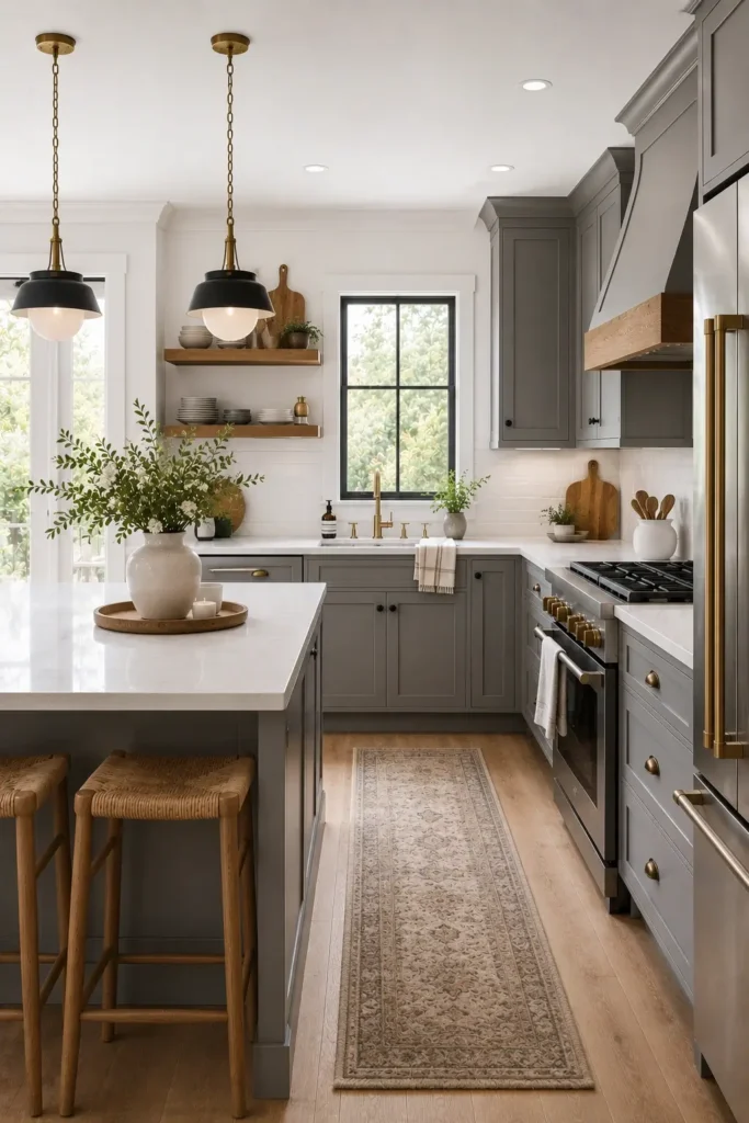 Gray Cabinets With White Countertops