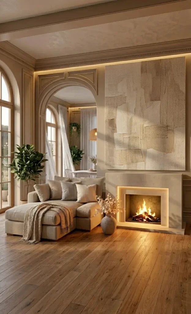 modern white and beige living room