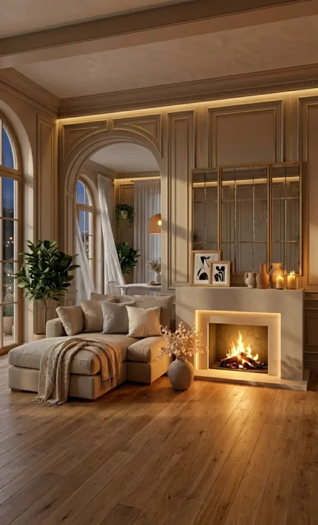 modern white and beige living room