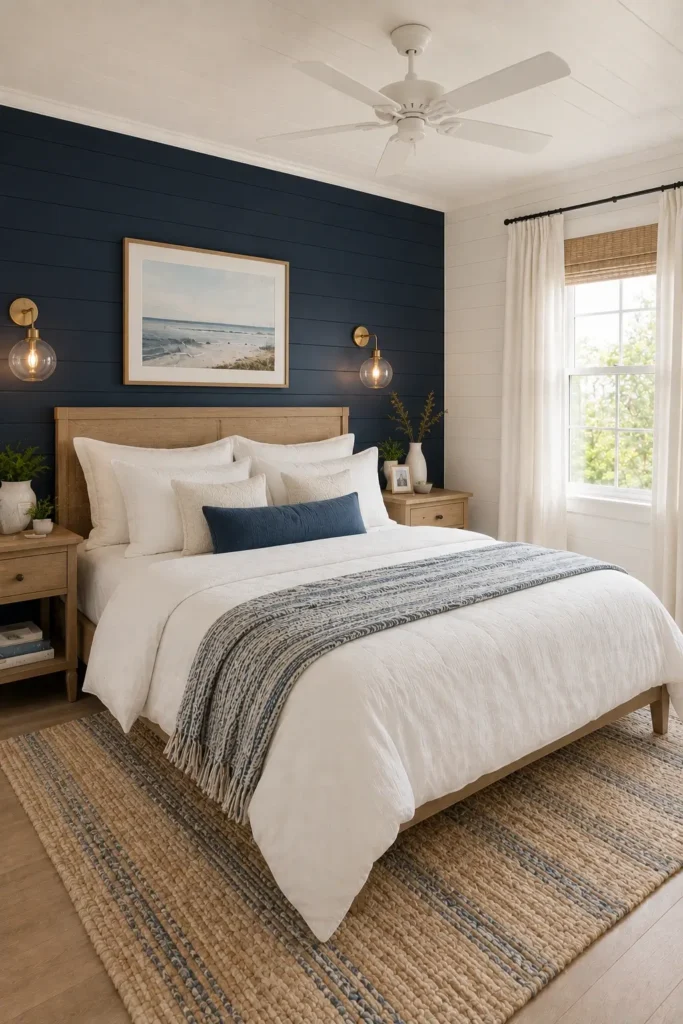 Navy Blue With White Shiplap Walls