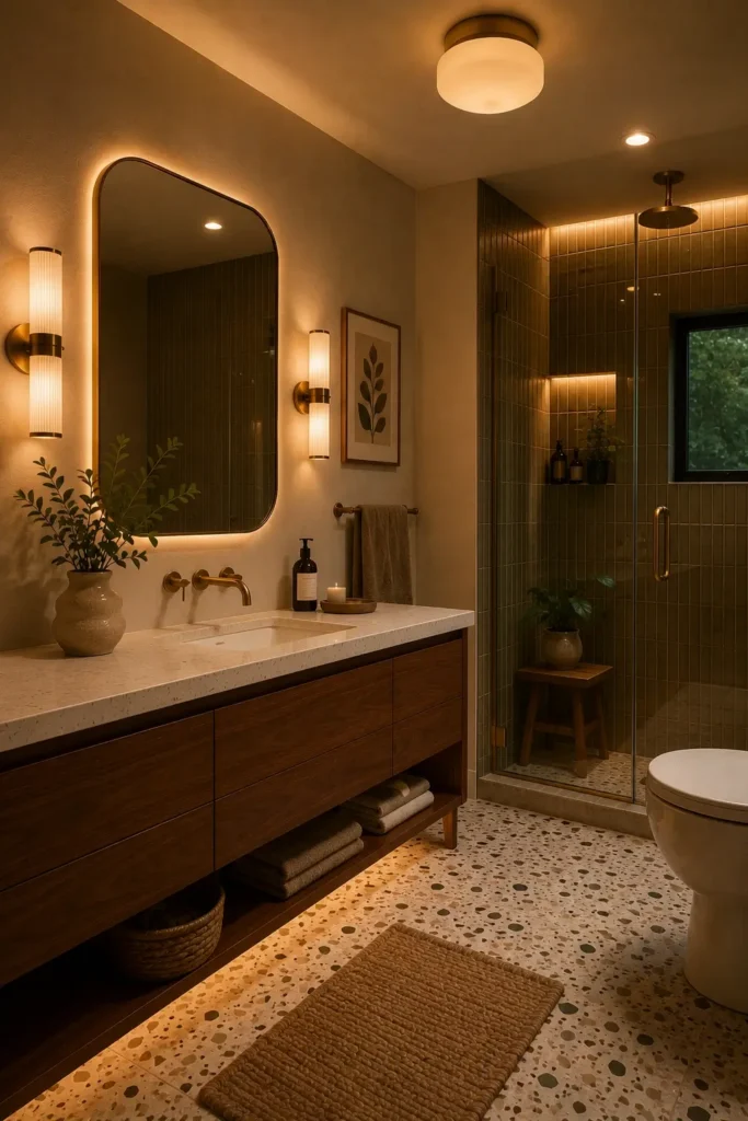 Layered Bathroom Lighting Ideas