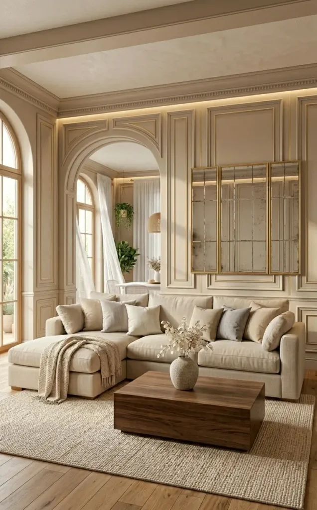 modern white and beige living room