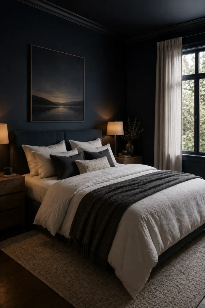 Moody Midnight Blue Bedroom Paint