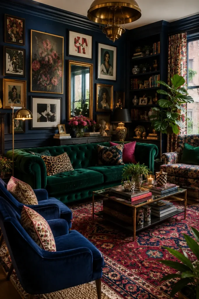 Modern Navy Blue and Green Apartment Decor