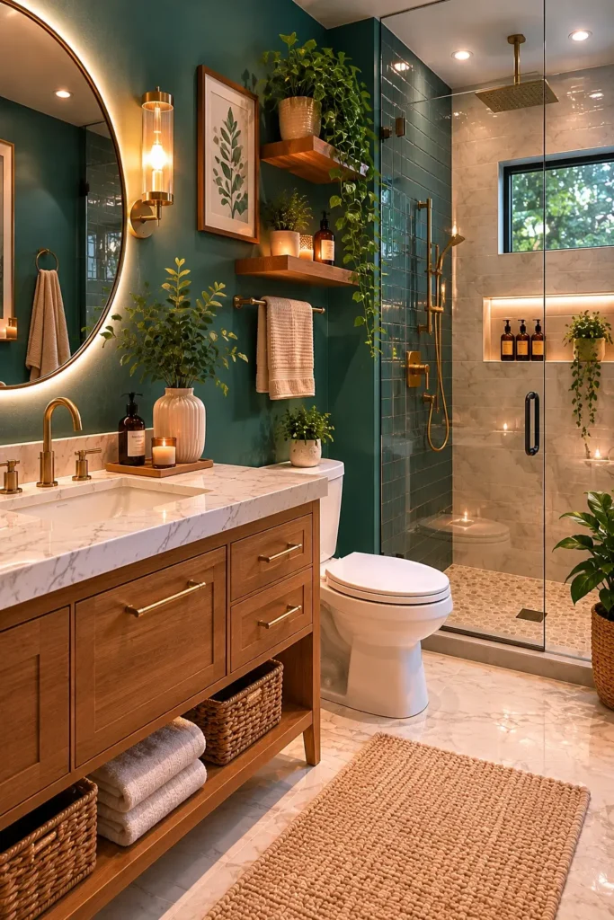 Teal and Stone for a Spa-Like Bathroom