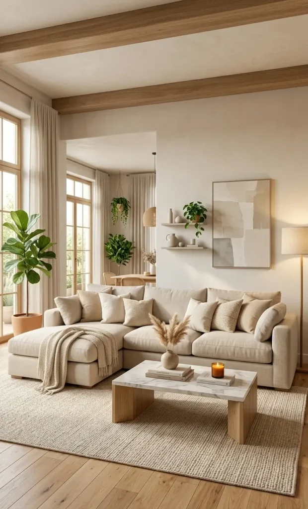 modern white and beige living room