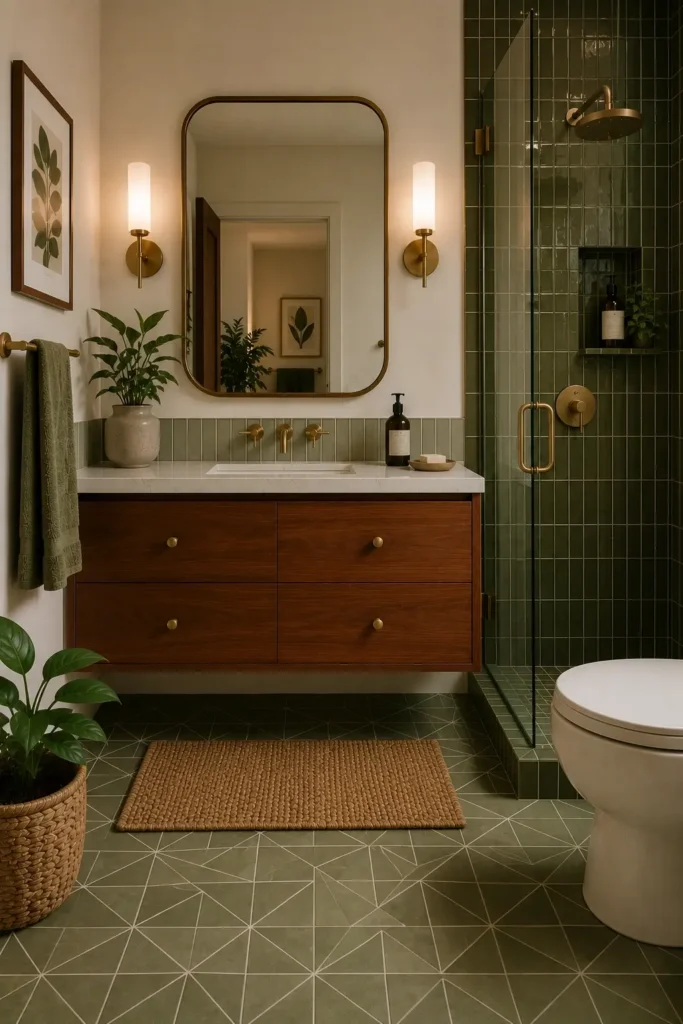 Green Tile Mid Century Bathrooms
