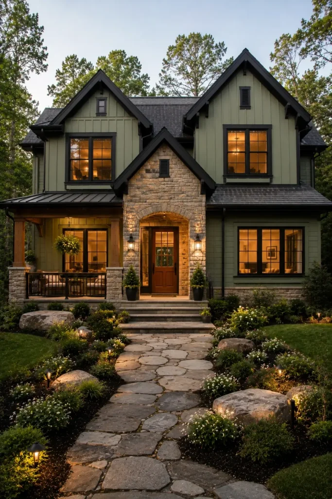 Black Trim and Stone Accents for Texture