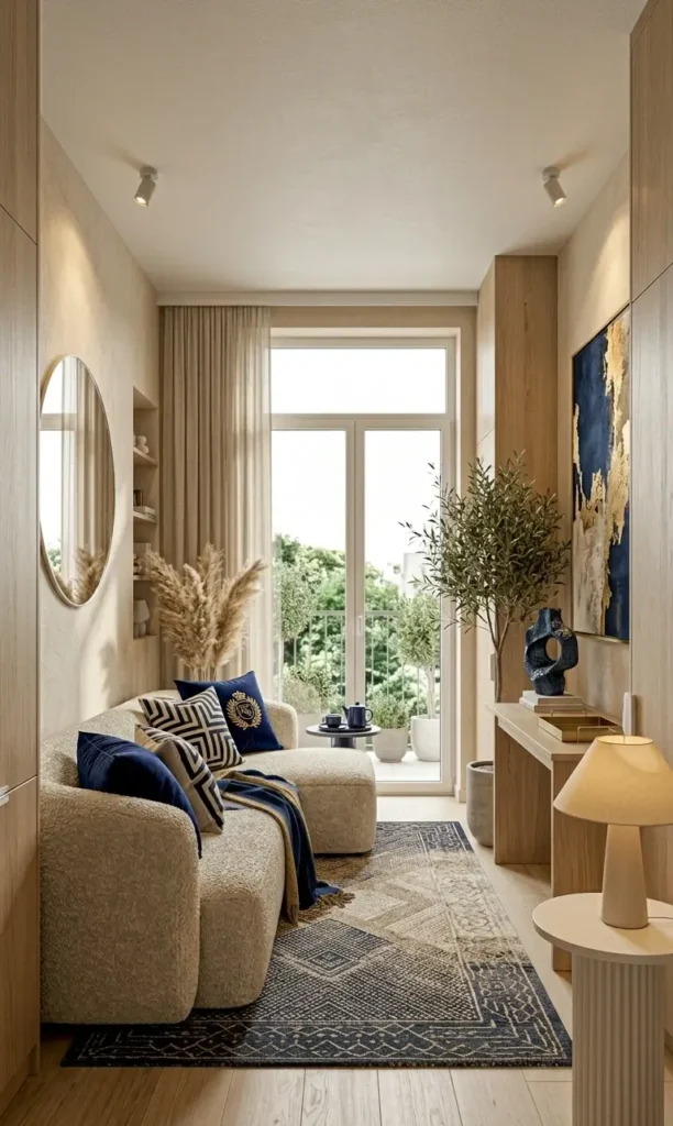 modern white and beige living room