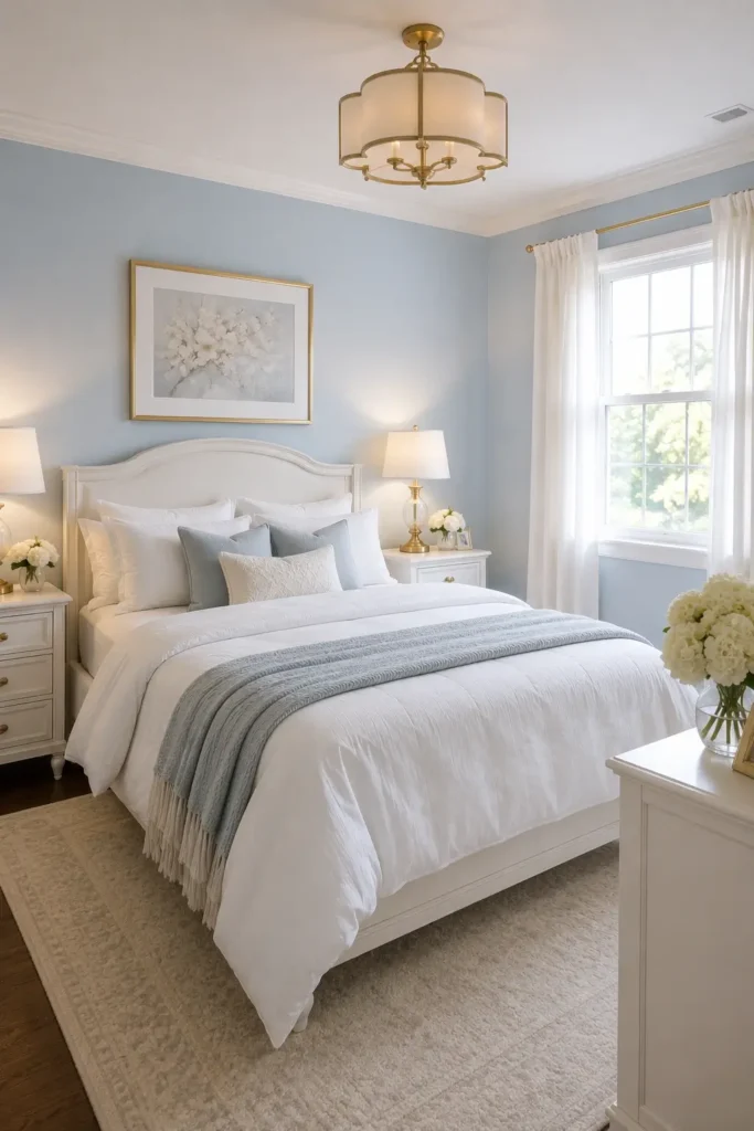 Powder Blue Walls With White Decor