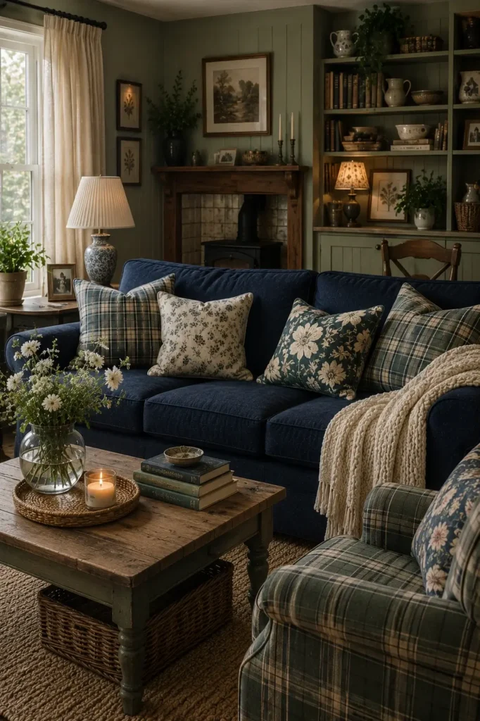 Blue and Green Cottage Living Room Ideas