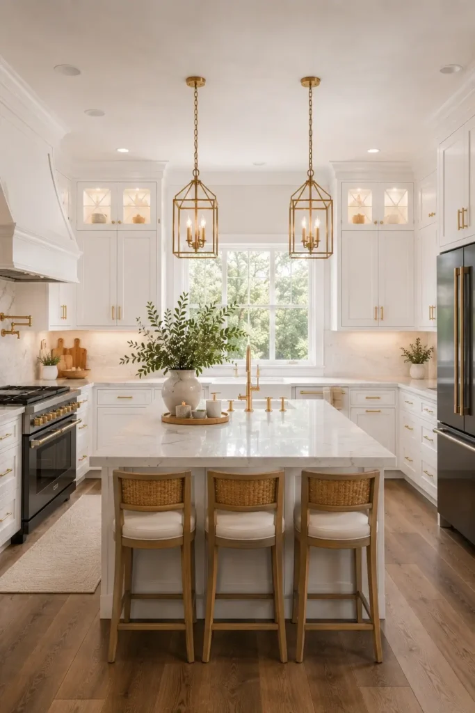 White Cabinets With Gold, Black, or Brass Hardware