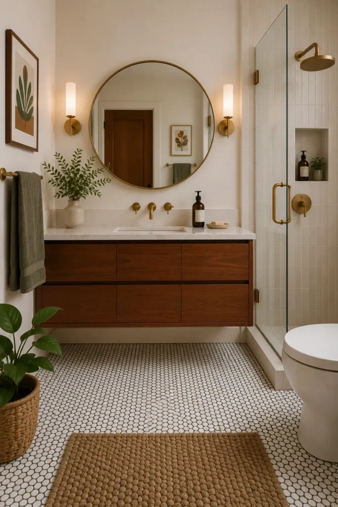 Penny Tile Mid Century Bathrooms
