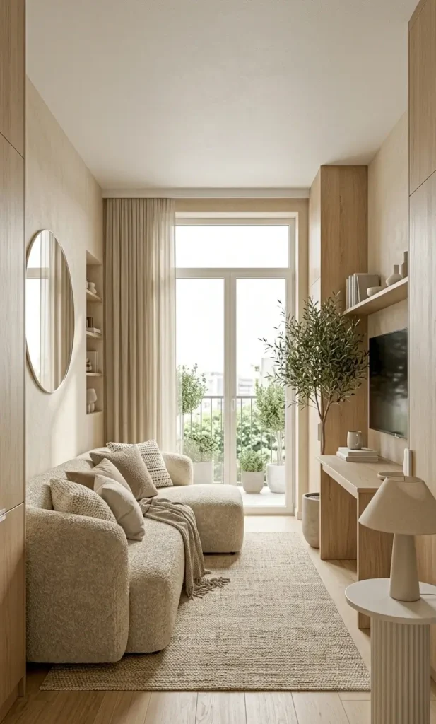 modern white and beige living room