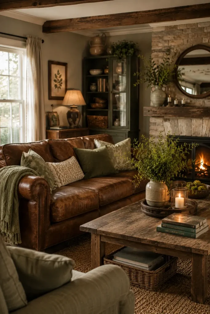 Earthy Sage Green Color Palette With Warm Wood Tones