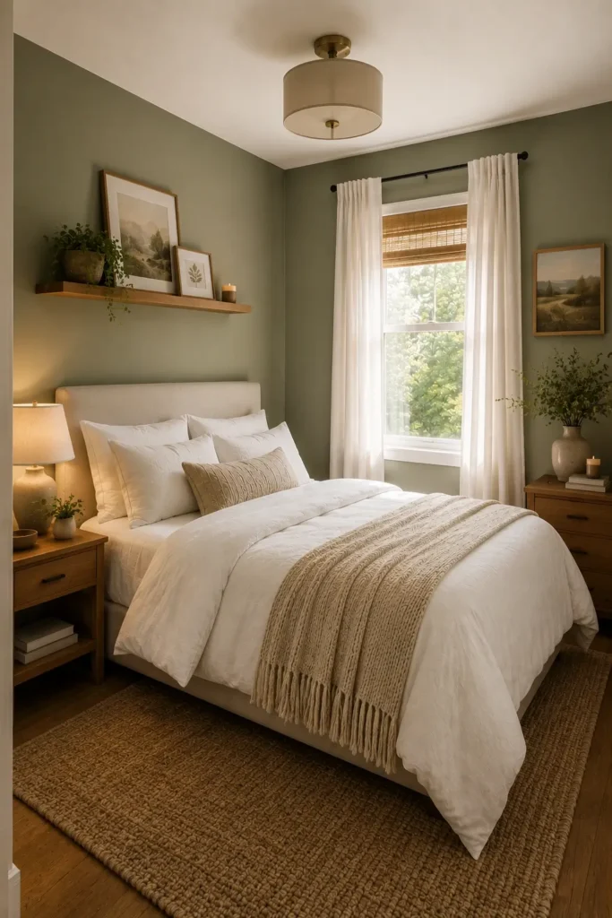 Calming Sage Green Small Bedroom Paint Ideas