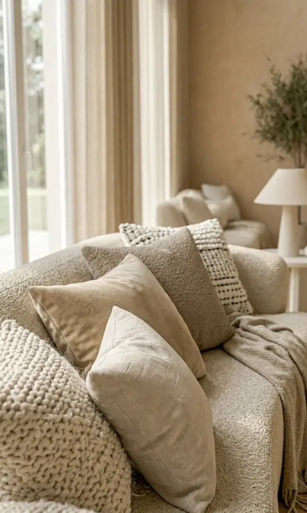 modern white and beige living room