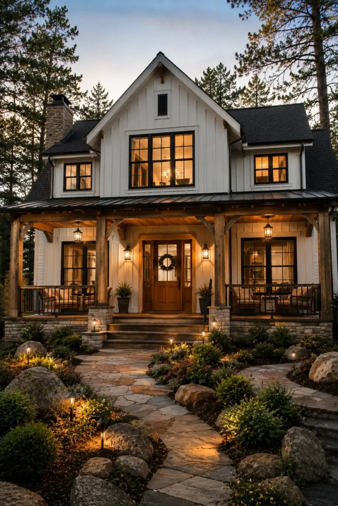 Natural Wood Porch Accents for Warmth