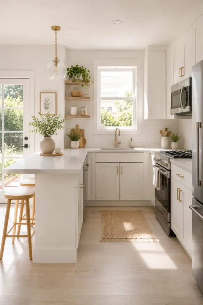 Bright White Cabinets for Small Kitchens