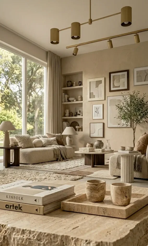 modern white and beige living room