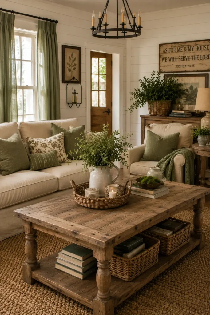 Rustic Farmhouse Style With Sage Green Decor