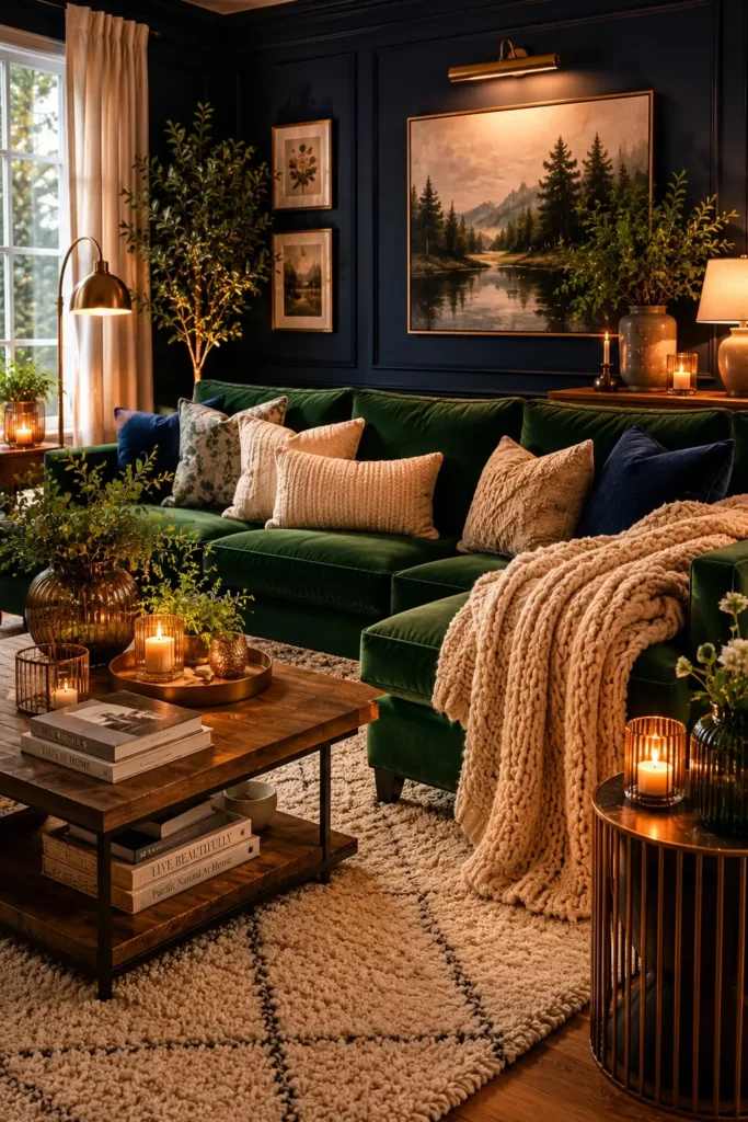 Dark Blue and Green Living Room Ideas
