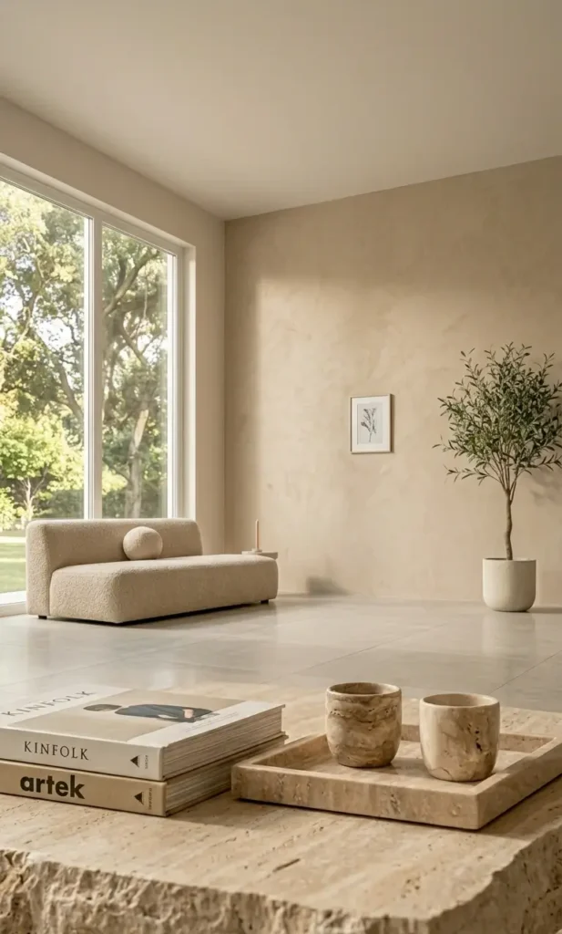 modern white and beige living room
