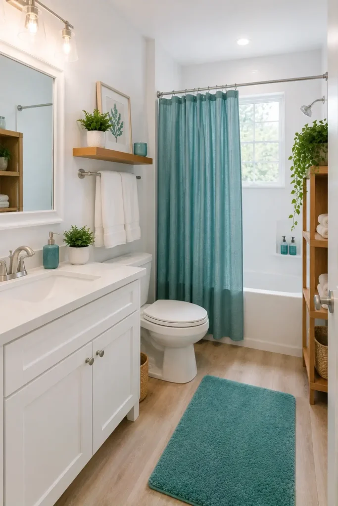 A Teal Shower Curtain &mdash; Quick and Affordable