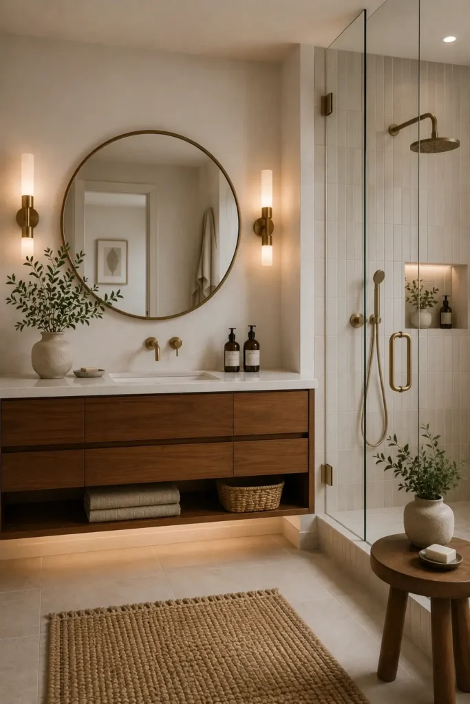 Neutral Mid Century Bathroom Designs
