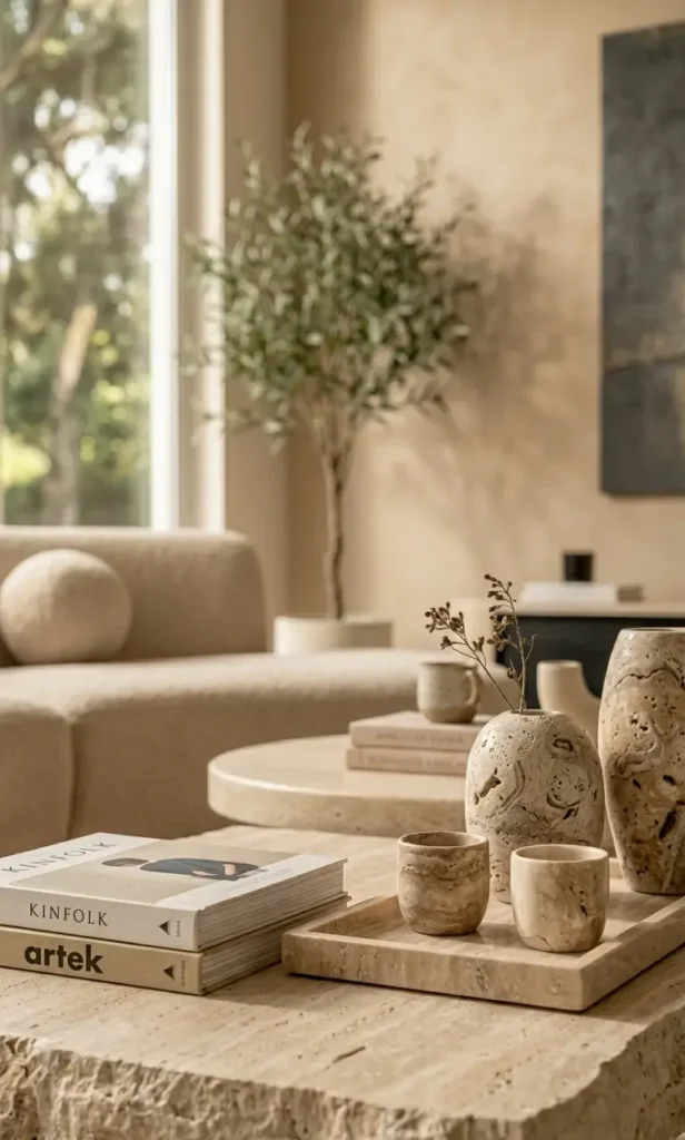 modern white and beige living room
