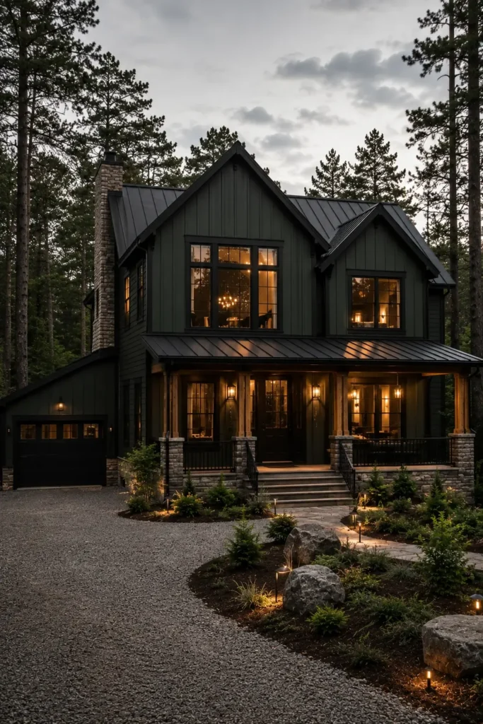 Forest Green Siding With Matte Black Trim