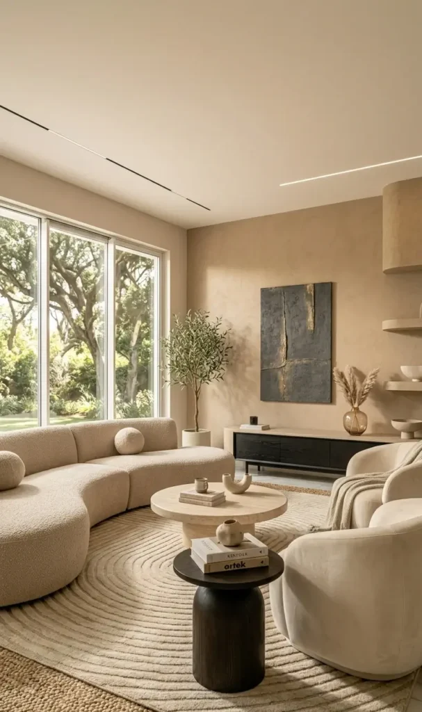 modern white and beige living room
