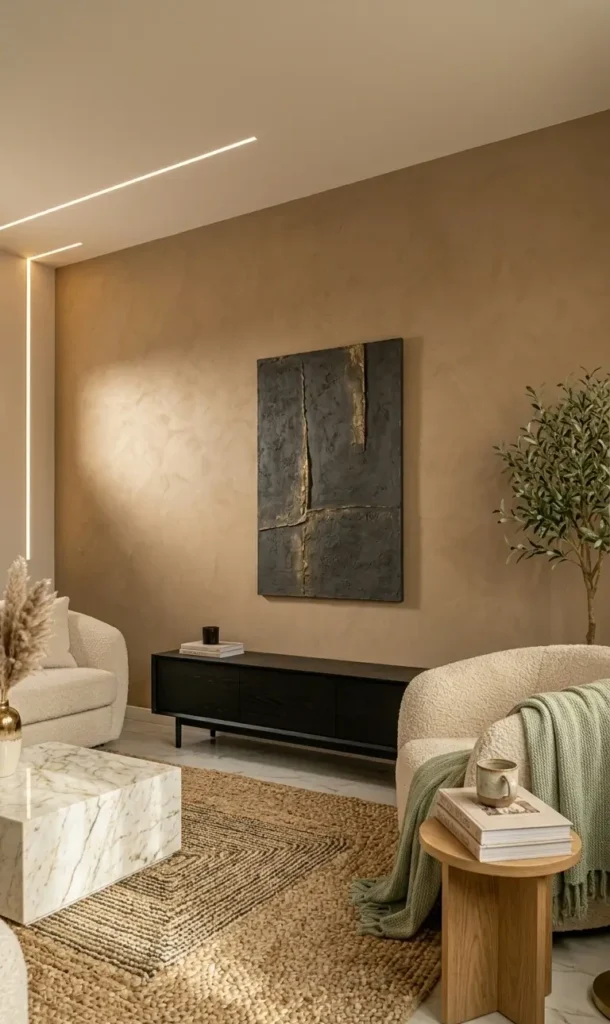 modern white and beige living room