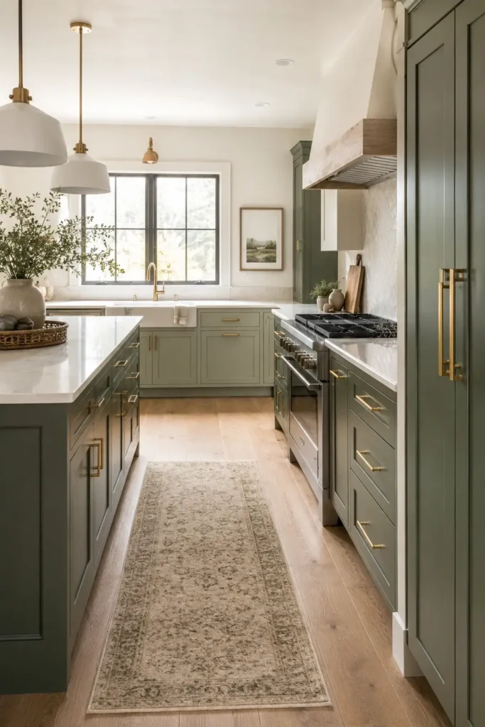 Smoky Green and Sage Cabinets