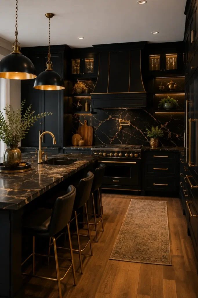 Black and Gold Colorful Kitchens