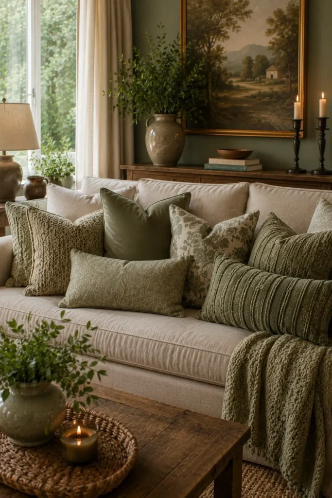 Sage Green Pillows for a Cozy Living Room