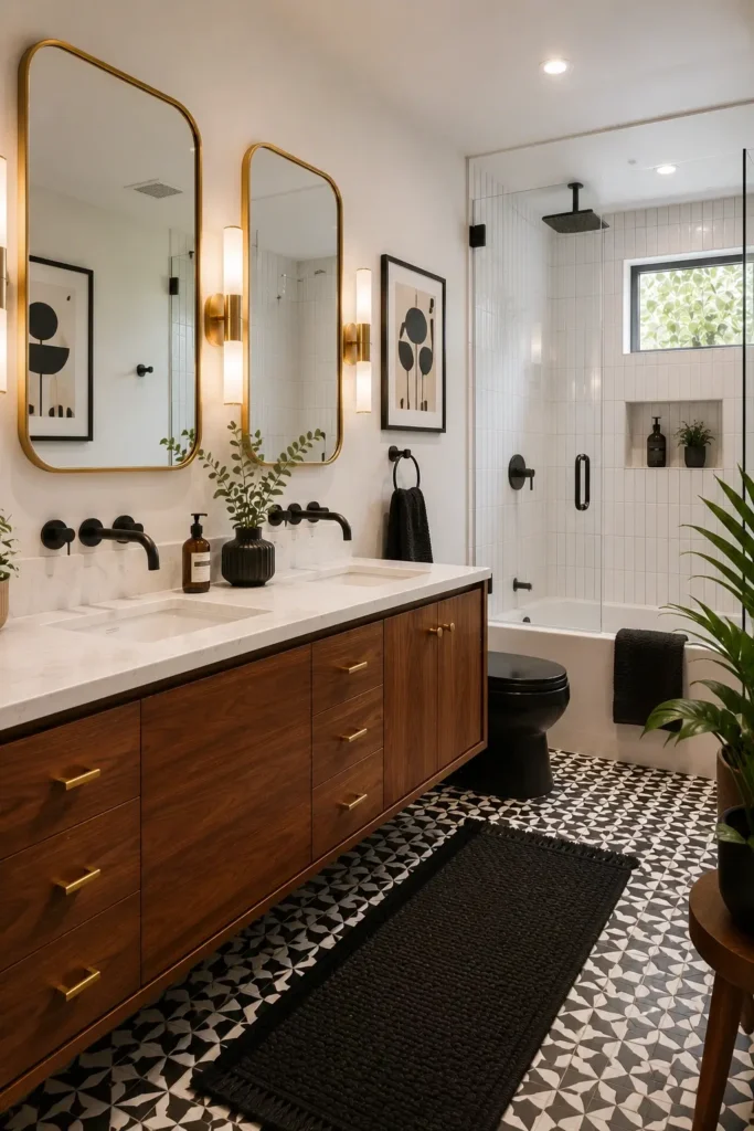 Black White and Brass Bathrooms