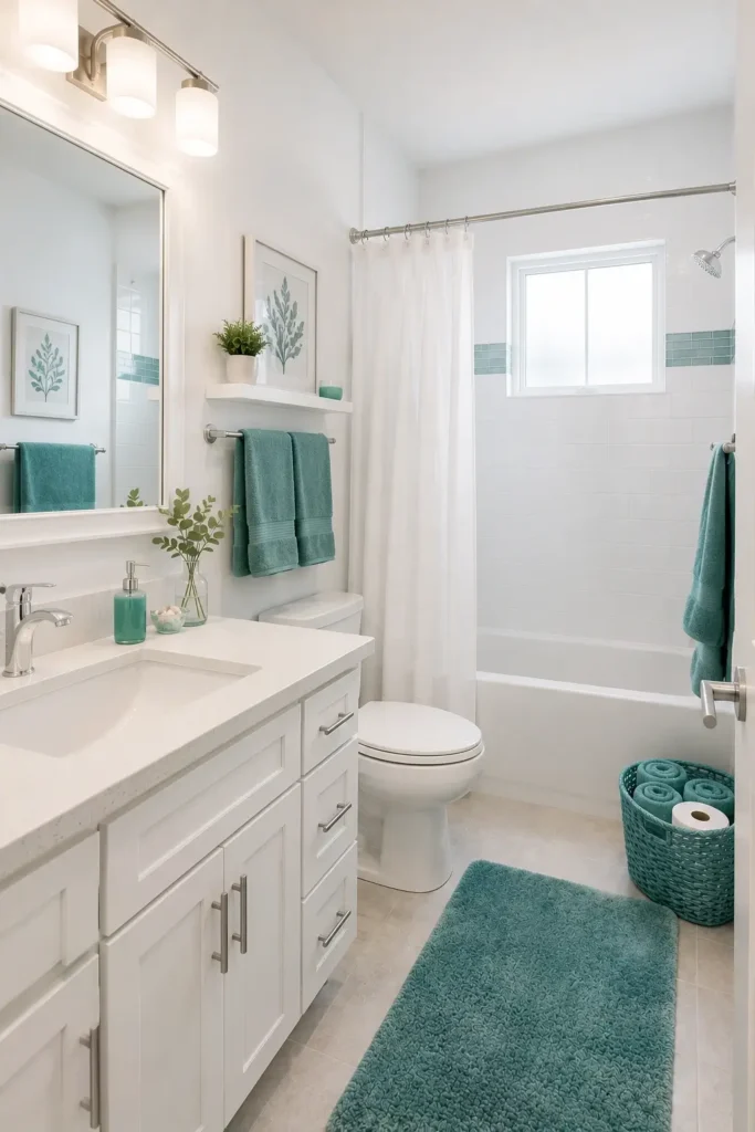 Use Teal Accessories to Refresh Your Bathroom Without Repainting