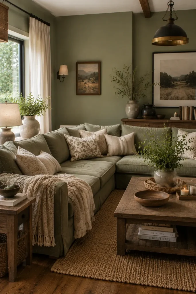 Sage Green Upholstery With Neutral Textures