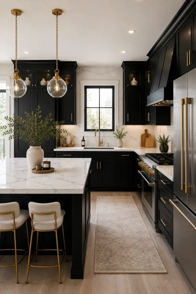 Black Cabinets With White Countertops
